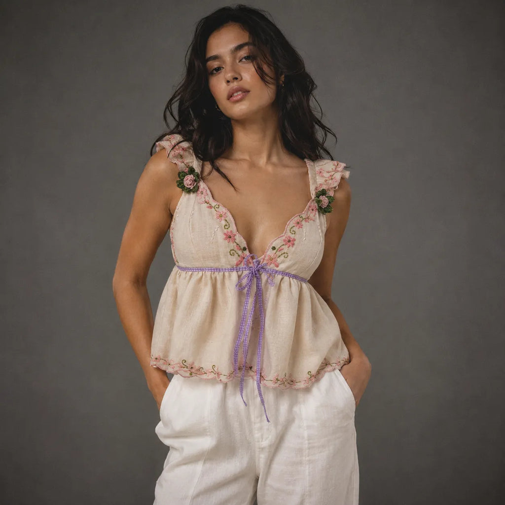 Rose Empire Top (Hand embriodery)
